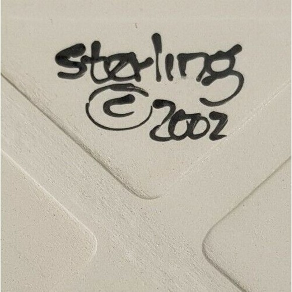 Robin Sterling Art Tile Ceramic Trivet Coaster 2 Houses Night Moon 4.25" RARE - Picture 3 of 11